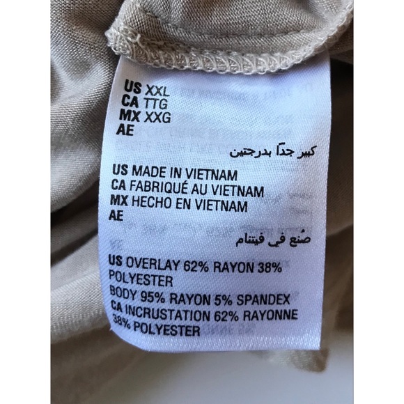 JM Collection Women’s Tan Overlay Top XXL - Picture 4 of 6